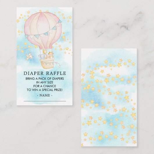 ベビーアニマルズホットエアバルーンおむつラッフルチケット エンクロージャーカード (正面/裏面)