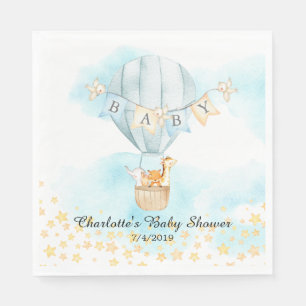 ベビーアニマルズホットエアバルーンシャワー紙ナプキンス スタンダードランチョンナプキン