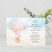 ベビーアニマルズホットエアバルーンベビーガールシャワー 招待状 (スタンド正面)