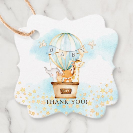 ベビーアニマルズホットエアバルーンライドお気に入りギフトラベル フェイバータグ (正面)