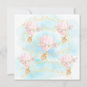 ベビーアニマルズホットエアバルーン乗り女の子ベビーシャワー 招待状 (裏面)