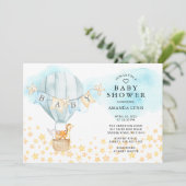 ベビーアニマルズホットエアバルーン男の赤ちゃんシャワー 招待状 (スタンド正面)