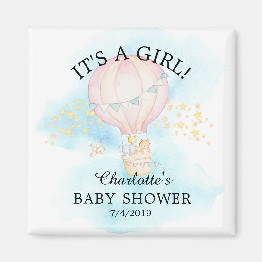 ベビーアニマルズホットエアバルーン赤ちゃんシャワーのお気に入り マグネット (正面)