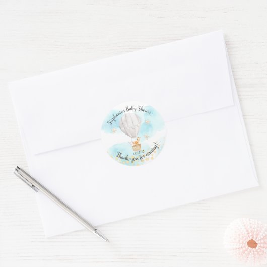 ベビーアニマルズホットエアバルーン赤ちゃんシャワーのお気に入り ラウンドシール (封筒)