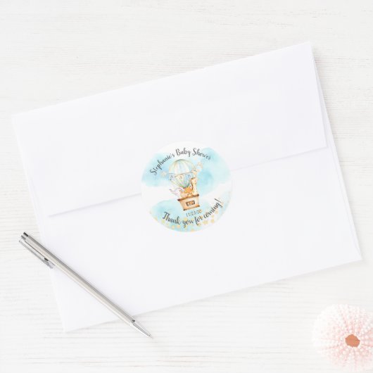 ベビーアニマルズホットエアバルーン赤ちゃんシャワーのお気に入り ラウンドシール (封筒)