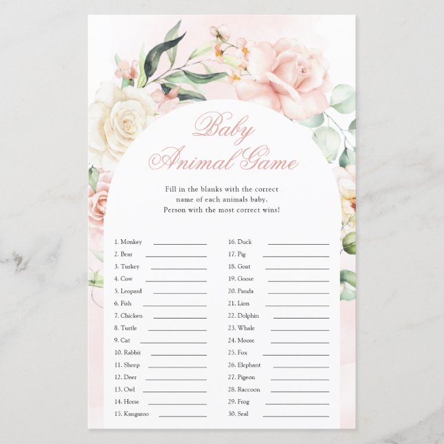 ベビーアニマルズボーイブルーエレファントベビーシャワーゲーム (正面)