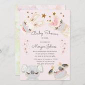 ベビーアニマルズマスク赤ちゃんシャワーby mail invitation (正面/裏面)