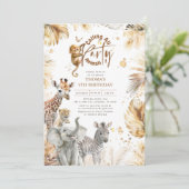 ベビーアニマルズワイルドジャングルサファリキュートおもしろい誕生日 招待状 (スタンド正面)