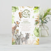 ベビーアニマルズワイルドジャングルサファリキュートおもしろい誕生日 招待状 (スタンド正面)