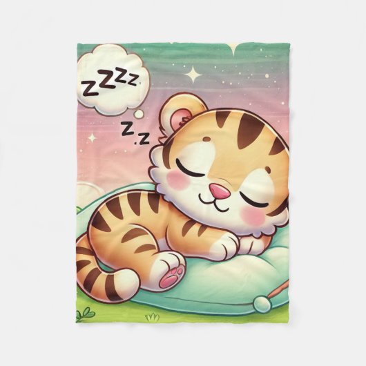 ベビーアニマルズ – ベビータイガーカッブ子供部屋デコール フリースブランケット (正面)