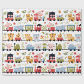 ベビーアニマルトレイン ラッピングペーパー (フラット)