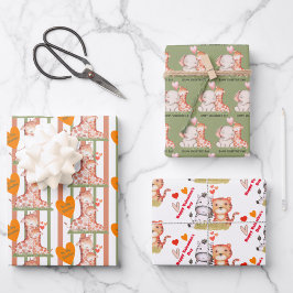 ベビーアニマルバレンタイン ラッピングペーパーシート