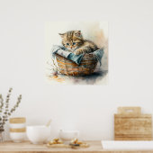 ベビーアニマルプリント子供部屋かわいい猫ポスター ポスター (キッチン)