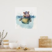 ベビーアニマルプリント子供部屋、かわいいヒッポポスター ポスター (キッチン)