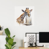 ベビーアニマル子供部屋かわいいキリンのポスター ポスター (ホームオフィス)