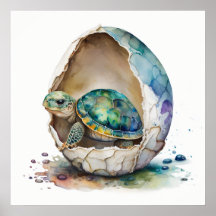 ベビーアニマル子供部屋かわいい亀のポスター