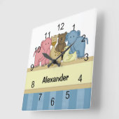 ベビーアニマル子供部屋 スクエア壁時計 (傾斜)