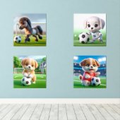 ベビーアニマル遊ズのサッカーのウォールアートセット (ウッドフロア)