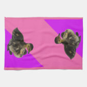 ベビーアヒルのピンクのラズベリーと紫のソベット キッチンタオル (横)