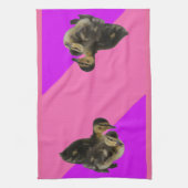 ベビーアヒルのピンクのラズベリーと紫のソベット キッチンタオル (縦)