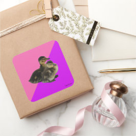 ベビーアヒルのピンクのラズベリーと紫のソベット スクエアシール