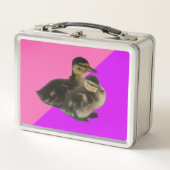 ベビーアヒルのピンクのラズベリーと紫のソベット メタルランチボックス (正面)