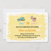 ベビーアヒルの男の子か女の子の性別を示すパーティー 招待状 (正面)