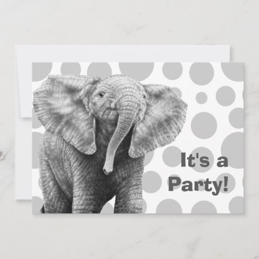 ベビーアフリカゾウの斑点パーティの招待状 招待状 (正面)