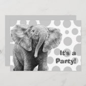 ベビーアフリカゾウの斑点パーティの招待状 招待状 (正面/裏面)