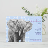 ベビーアフリカゾウ赤ちゃんシャワー招待状 招待状 (スタンド正面)
