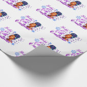 ベビーアフロ女性クリスマス外は寒い美しい ラッピングペーパー (角)