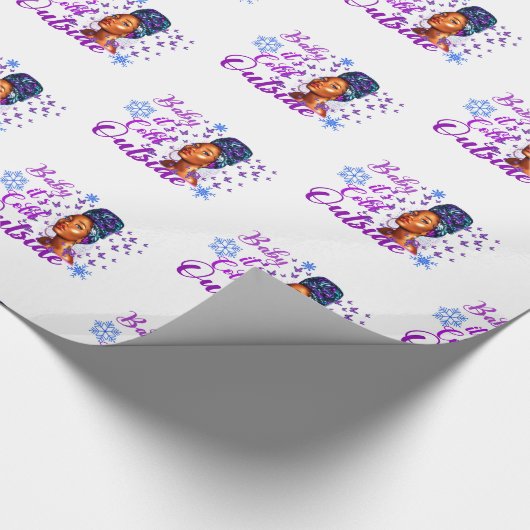 ベビーアフロ女性クリスマス外は寒い美しい ラッピングペーパー (角)