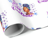 ベビーアフロ女性クリスマス外は寒い美しい ラッピングペーパー (ロールコーナー)