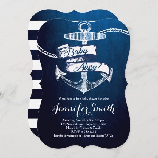 ベビーアホイベビーシャワー招待状 招待状 (正面/裏面)