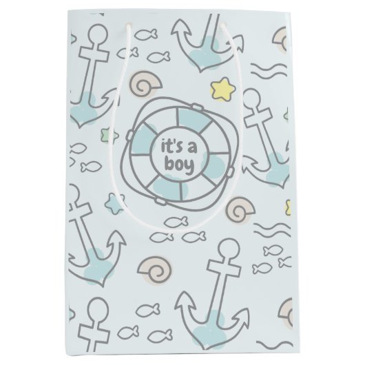 ベビーアホイ航海の男の赤ちゃん抱き枕 ミディアムペーパーバッグ (正面)