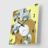 ベビーアライグマスリープ スクエア壁時計 (傾斜)