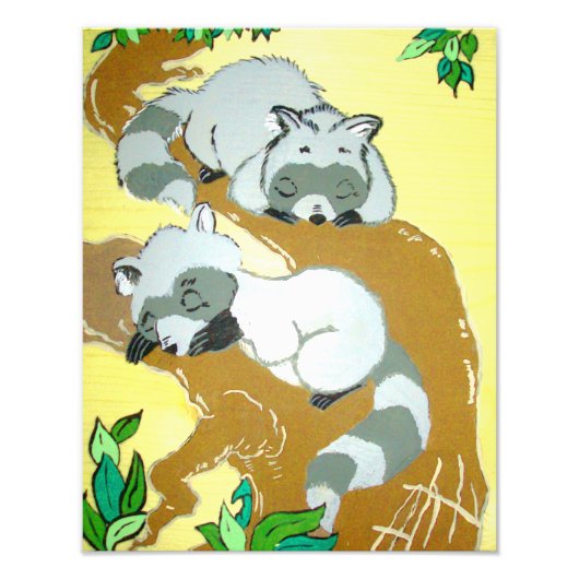 ベビーアライグマ眠るプリント フォトプリント            (正面)