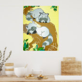 ベビーアライグマ睡眠ポスター ポスター (キッチン)