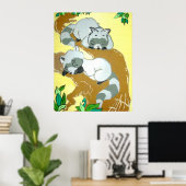 ベビーアライグマ睡眠ポスター ポスター (ホームオフィス)
