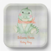 ベビーアリゲーターウェルカム男の赤ちゃん ペーパープレート (正面)