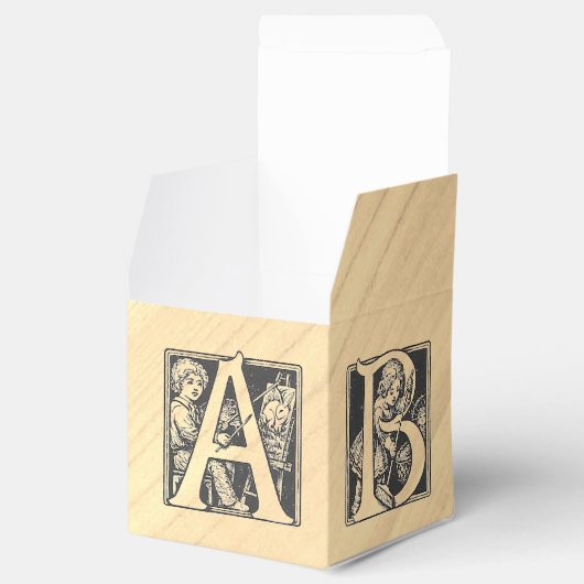 ベビーアルファベットブロック木製ヴィンテージお願いボックス フェイバーボックス (オープン)