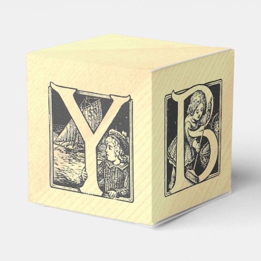 ベビーアルファベットブロック木製ヴィンテージお願いボックス フェイバーボックス (裏面サイド)