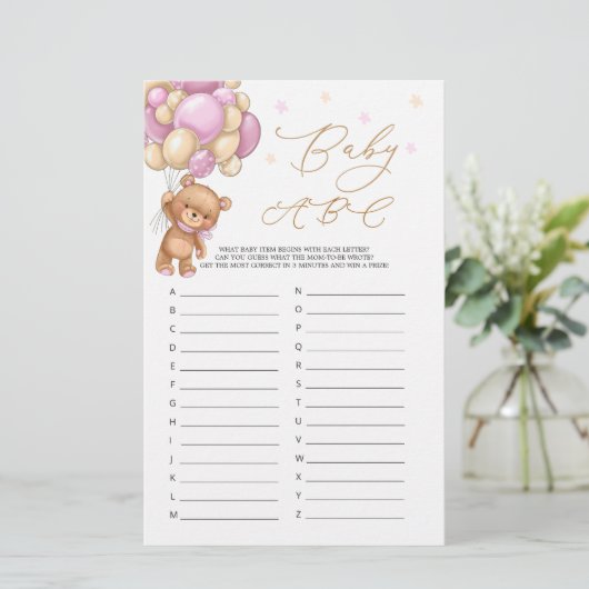 ベビーアルファベットABCゲームテディベア赤ちゃんシャワー (スタンド正面)