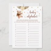 ベビーアルファベットABCゲーム赤ちゃんシャワーテディベアーカード 招待状 (正面)