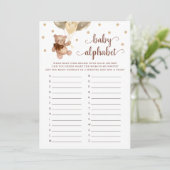 ベビーアルファベットABCゲーム赤ちゃんシャワーテディベアーカード 招待状 (スタンド正面)