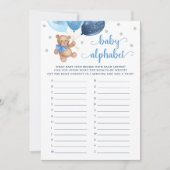 ベビーアルファベットABCゲーム赤ちゃんシャワーテディベアーカード 招待状 (正面)