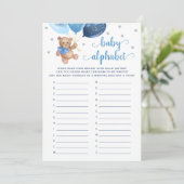 ベビーアルファベットABCゲーム赤ちゃんシャワーテディベアーカード 招待状 (スタンド正面)