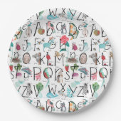 ベビーアルファベットABCベビーシャワー招待状 ペーパープレート (正面)