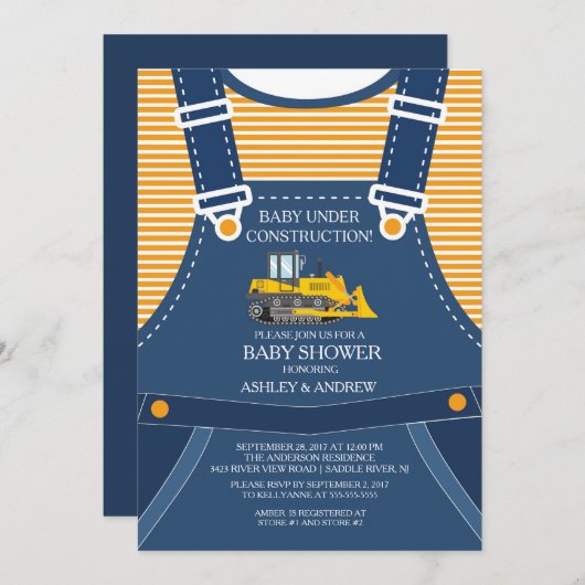 ベビーアンダー建築ベビーシャワー招待状 招待状 (正面/裏面)