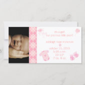 ベビーアーガイルピンク – 女の子 – 私たち大切 案内状 (正面)